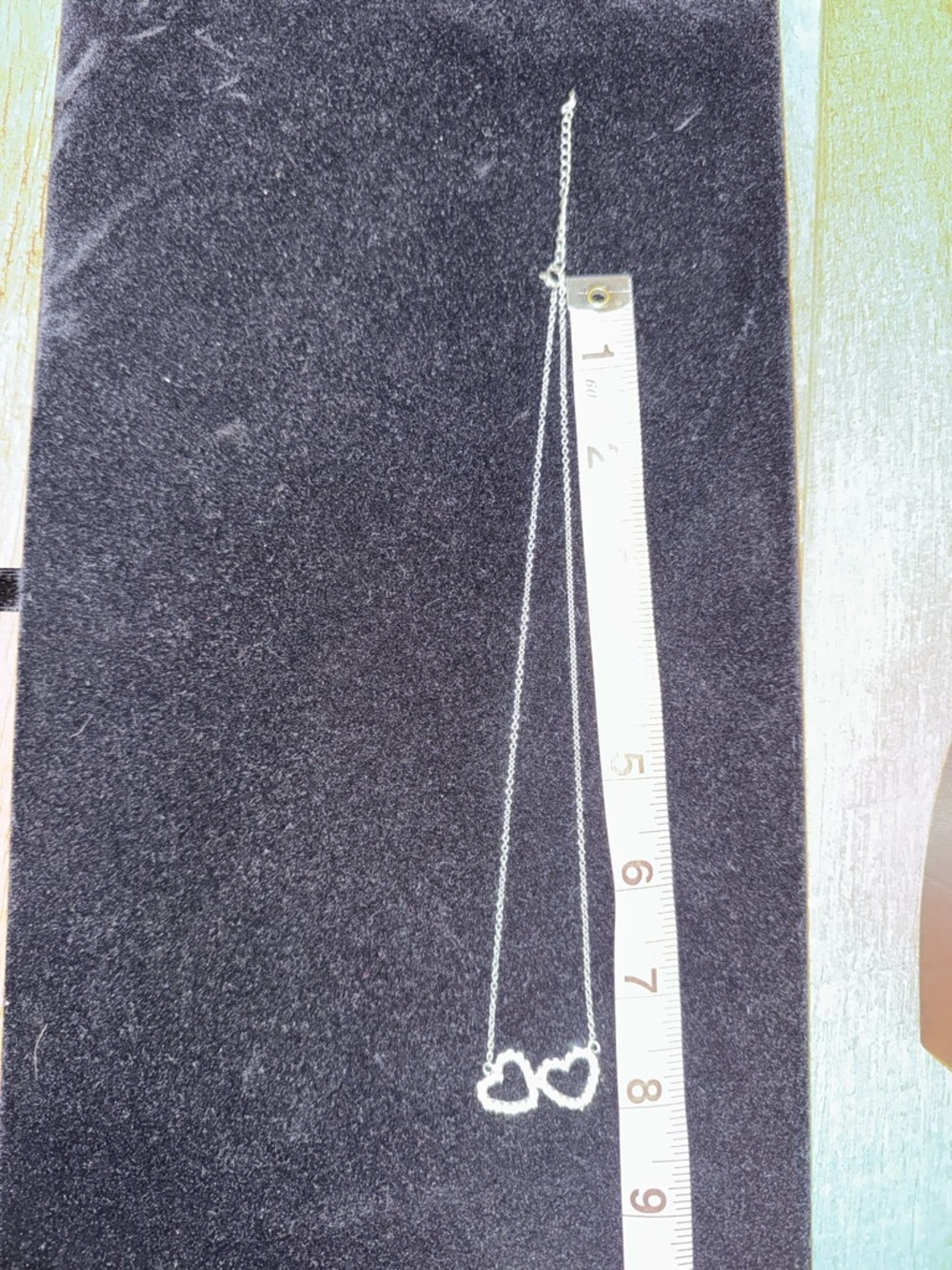 925 Sterling Silver Double Heart CZ Necklace - Picture 4 of 7